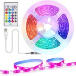 TASMOR LED TV Backlights 2M, USB Powered LED Light Strip with Remote, Music Sync, RGB Dimmable Lighting Kit for 40-60in TV, PC, Monitor