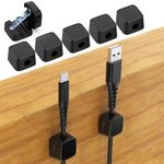 Bigqin Cable Holder Clips 8 Pack Magnetic Cable Clips Self Adhesive USB Charger Cable Organizer Wire Cord Management for Office & Home Wall Desktop Car (Black)