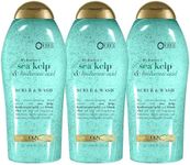 OGX Hydration + Sea Kelp & Hyaluronic Acid Sulfate-Free Lightly Moisturizing Body Scrub with Black Rice, Gentle Exfoliating Daily Body Wash to Soften & Smooth Skin, 19.5 Fl Oz (pack of 3)