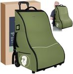 Wurzfolk Rolling Car Seat Travel Bag with Wheels – Car Seat Backpack Transport Case for Airplane Travel, Fits Convertible & Booster Seats, Protective Storage Cover, (Green)