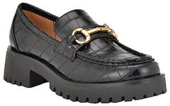 NINE WEST Women's Allmy Loafer, Black Croco 001, 11