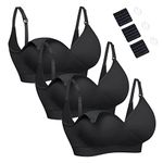 HOFISH Nursing Bras for Breastfeeding Seamless Ultra Comfort Maternity Bra, Pregnancy Sleep Bralette 3Pack Black Medium