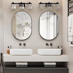 NEUWEABY 2 Pieces Oval Bathroom Mirror Capsule Wall Vanity Mirror, 20"x30" Pill Mirrors Black Wall Mount Mirror, Large Modern Mirror with Metal Frame, Decor for Bedroom