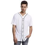 Urban Classics Men's Baseball Jersey Casual Sports Shirt , White, L