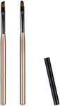 SAVITA 2pcs Nail Clean Up Brushes, Painting Brushes for Nails with Round & Angled Head Pen Painting Tools Nail Remover Brushes for Art Design & Polish Mistake Cleaning (Tea Brown)