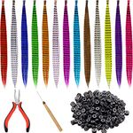 Xinnun 52 Pcs Halloween Colored Hair Feathers Extension Kit Women Cosplay Party 13 Colors Long Straight Synthetic Hair Feather 200 Silicone Lined Micro Ring Crochet Hook Hair Extension Remover Plier