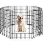 Yaheetech 8 Panel Metal Dog Playpen Suitable for Small Animals Indoor Outdoor Foldable Dog Exercise Play Pen Cat Rabbit Fence for Yard/Garden/RV/Camping (92cm H, Black)