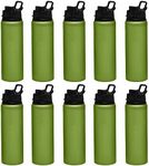 DISCOUNT PROMOS Aluminum Water Bottles with Snap Lids 25 oz. Set of 10, Bulk Pack - Reusable, Great for Gym, Hiking, Cycling, For School - Green