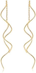 Acefeel Fresh Style Exquisite Threader Dangle Earrings Curve Twist Shape for Women's Gift E158 (18K Gold plated)