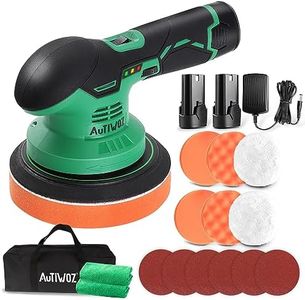 AUTIWOZ Cordless Dual Action Car Polisher Buffer Sander Machine with 2 Pack 12V Battery,Orbital Polishing Machine Kit,6inch 150mm Buffing Pads,2500-5000 RPM for Polish Car