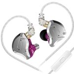 Yinyoo KZ ZS10 Pro Earphones Wired with Mic Balanced Armature Driver Hybrid Headset Comfortable Noise Isolation in Ear Headphones with 2 Pin 0.75mm Tangle-Free Cable(Purple mic)