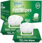 Inspire Naturals Pet Wipes for Dogs and Cats 100% Natural Plant Based with Organic Antioxidants, Dog Wipes Cleaning Deodorizing Cat Wipes | Puppy Wipes | Dog Wipes for Paws and Butt (100ct - 2 Pack)