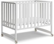 MAMAZING EvoNook 6-in-1 Convertible Mini Crib, 100% New Zealand Solid Wood, 4 Adjustable Mattress Heights, Crib with Mattress, White