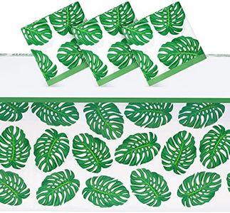 BLUE PANDA 3 Pack Tropical Leaves Tablecloth for Hawaiian Luau, Safari Birthday Party Decorations, Baby Shower (54 x 108 in)