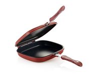 Happycall Nonstick Double Pan, Omelette Pan, Flip Pan, Square, Dishwasher Safe, PFOA-free, Red (Multi, 2.75"H)