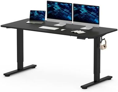 FLEXISPOT 160x80cm Electric Standing Desk Height Adjustable ONE PIECE Sit Stand Up Desk with Memory Smart Pannel (Black Frame+Black Desktop)
