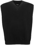 Krumba Men Oversized Sweater Vest: Plus Size Big Tall V Neck Pullover Black 3XL