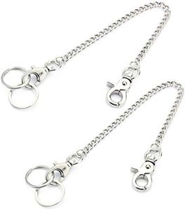 Wisdompro Wallet Chain, 2 Pack 8 inch Heavy Duty Pocket Keychain with Lobster Clasps and 2 Keyrings for Keys, Wallet, Jeans, Pants, Belt Loop, Purse and Handbag