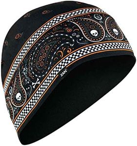 Zanheadgear® Helmet Liner/Beanie SportFlex® Series Black & Orange Classic Bandana