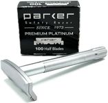 Parker SoloEdge Single Edge Safety Razor with 100 Parker Platinum Single Edge Razor Blades Included