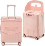 20-Inch Hardside Ride-On Suitcase for Kids & Adults – TSA-Approved Carry-On Luggage with 360° Spinner Wheels, Safety Belt & Built-In Seat. Lightweight & Durable for Airplane Travel