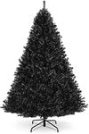 Abaseen 7FT Black Artificial Christmas Tree, Xmas Tree 1000 Tips Easy Assembly, Foldable Reusable Strong Metal Stand, (Black Tree, 7 FT)