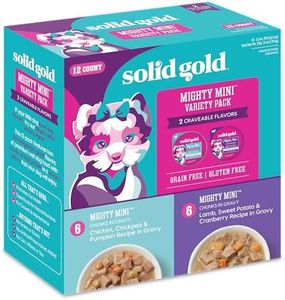 Solid Gold Wet Dog Food Variety Pack for Small Dogs - Mighty Mini Grain Free Wet Dog Food Made with Real Protein - for Puppies, Adult & Senior Small Breeds with Sensitive Stomachs - 12 Pack