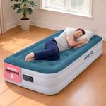 airzzZ SlumberPlus Single Airbed with Built-In Pump - Inflatable Mattress Blow Up Bed - Quick Self Inflation & Deflation Blow Up Mattress - Air Mattress for Home and Camping - Air Bed with Carry Bag