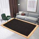 Kuber Industries 5x7 Feet Reversible Carpets for Living Room | Machine Washable Bedside Floor Rugs Mat for Bedroom, Balcony & Drawing Room | Border - Black & Beige