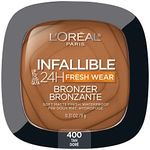 L’Oréal Paris Infallible Up to 24H Fresh Wear Bronzer, Longwear Soft Matte Finish, Waterproof & Heatproof, 400 Tan, 0.31 oz