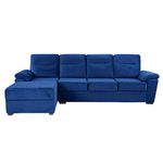 Wakefit Sofa Set for Living Room | 3 Year Warranty | L Shape Sofa, Sofa Set, Wooden Sofa Set for Living Room, 3 Seater Sofa + Left Aligned Chaise - Lounger (Velvet Fabric, Blue)