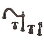 KINGSTON Brass KB1795TXBS French Country Widespread Kitchen Faucet with Brass Sprayer, Oil Rubbed Bronze, 8-1/4"