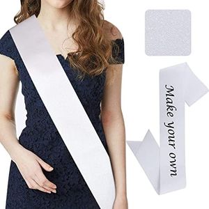 CIEHER Blank Glitter Sash, Birthday Sash, Bride to Be Sash, Plain Sash, Sashes for Pageants, Custom Sash, Prom Court Sash, Senior Sash 2022, Mom to Be Sash, Party Decorations, Make Your Own Sash