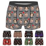 Custom Face Mens Boxer Briefs Personalized Underwear with Photo Name Customized Boxers Gifts for Boyfriend Husband Him