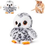 Potaroma Flapping Owl Cat Toys (No Flying), Lifelike Bird Chirp, Rechargeable Touch Activated Kitten Toy, Interactive Catnip Kicker Exercise Toys 4.0" for All Breeds