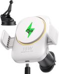 INIU Car Phone Holder Wireless Charger [White], Qi2 Certified 15W Fast Charging Mag-safe Car Mount Charger with Cooling Fins, Strong Magnetic Hold & RGB Lighting for iPhone 16 Pro Max/15/14/13/12