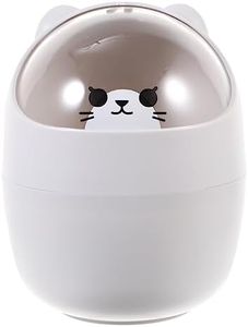 DECHOUS Car Trash Cans Car Tables Desktop Trash Can Mini Waste Bin with Lid Table Waste Basket Cute Animal Shape Garbage Bin Pen Pencil Holder for Home Office Grey Office Trash Cans Car Garbage Bin