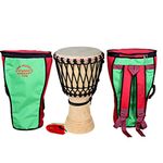 Star Musical and Handicraft - Djembe 14 Inches Diameter X 23.5 Inches Height Musical Instrument Percussion Hand Drums with Waterproof Multicolour Bag and Belt - 14 X 23.5 Inches (Natural)