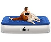 iDOO Twin Air Mattress, Air Mattress with Built in Pump, 3 Mins Quick Self-Inflation/Deflation, Comfortable Top Surface Blow Up Bed with Storage Bag for Camping & Guest - 13" high Air Bed