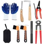 WILLBOND 9 Pcs 8 Inch Goat Hoof Trimmer Kits Farrier Tool Rasp Hoof File Goat Pig Equine Metal Shears Farriers Hoof Nipper Cutter Handle Knife Gloves Horseshoe Brush Goat Supplies