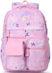 BYXEPA Girls Backpack, School Kids Backpacks for Girls, Cute Book Bag with Compartments for Girl Kid Students Elementary School, Kids' School Bag, Purple Butterfly