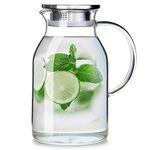 105OZ Glass Pitcher with Lid and Spout - High Heat Resistance Pitcher for Hot/Cold Water & Iced Tea (3.0L)