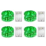 4 Pack Battery Operated Dewdrop Led Lights,Indoor Mini Fairy Lights with Timer Function,for Wedding Home Parties Christmas Holiday Decoration,6 Hours on/18 Hours Off ,30 Count LEDs,10 Feet(Green)