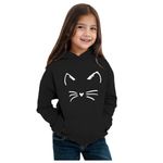 Long Sleeve Girls Hoodie Fashion Cat Graphic Sweatshirt Pullover Hoodie Kids 2-11 Years Hoodies Teen Girls Pocket Casual Sports Athletic Vacation Sweat Tops (Black, 6-7 Years)