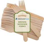 Nationwide Paper Pack of 100 Disposable Wooden Forks Ideal for Wedding, Picnic, Party, Office Eco Friendly