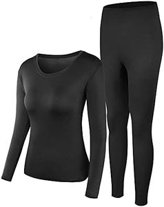 PISIQI Thermal Underwear Women Ultra-Soft Long Johns Set Base Layer Skiing Winter Warm Top & Bottom, Black, Medium