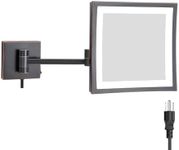 DOWRY LED Lighted 5X Magnifying Makeup Mirror with Plug,8Inch, Polished Oil Rubbed Bronze Finished Dowry1802D-8x5