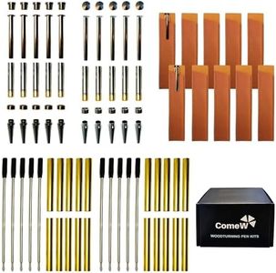 Pen Kits for Woodturning 10 Pack Titanium-Silver with 10 Pen Covers Black Ink Pen Making Kit Slimline Pen Kit for Wood Turning Wood Pen Kits Pen Making Supplies Wooden Pen Turning Kit Pen Turning Kits