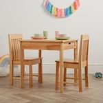 Haus Projekt Kids Table And Chairs (Age 3-8) Pine Children's Table And 2 Chairs, 2 Drawers, Premium Wooden Nursery Furniture Sets, Kids Study Table, Toy Storage, Small Dining Table With 2 Chairs