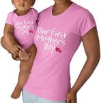 Our First Mothers Day Matching Outfit Baby Gifts for New mom Shirt for Daughter, Pink, Mom (Medium) / Baby (12-18M)